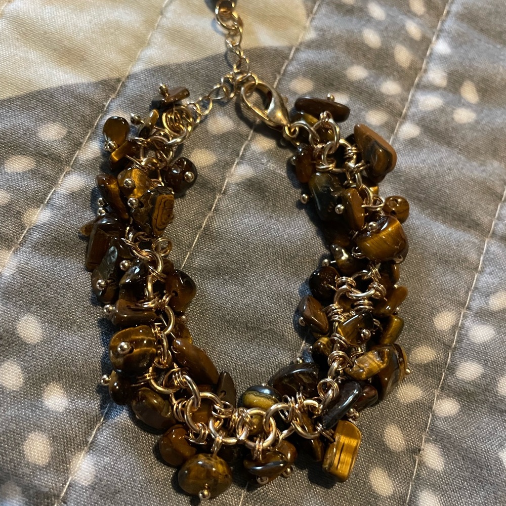 New Tigers Eye Cluster Adjustable Bracelet